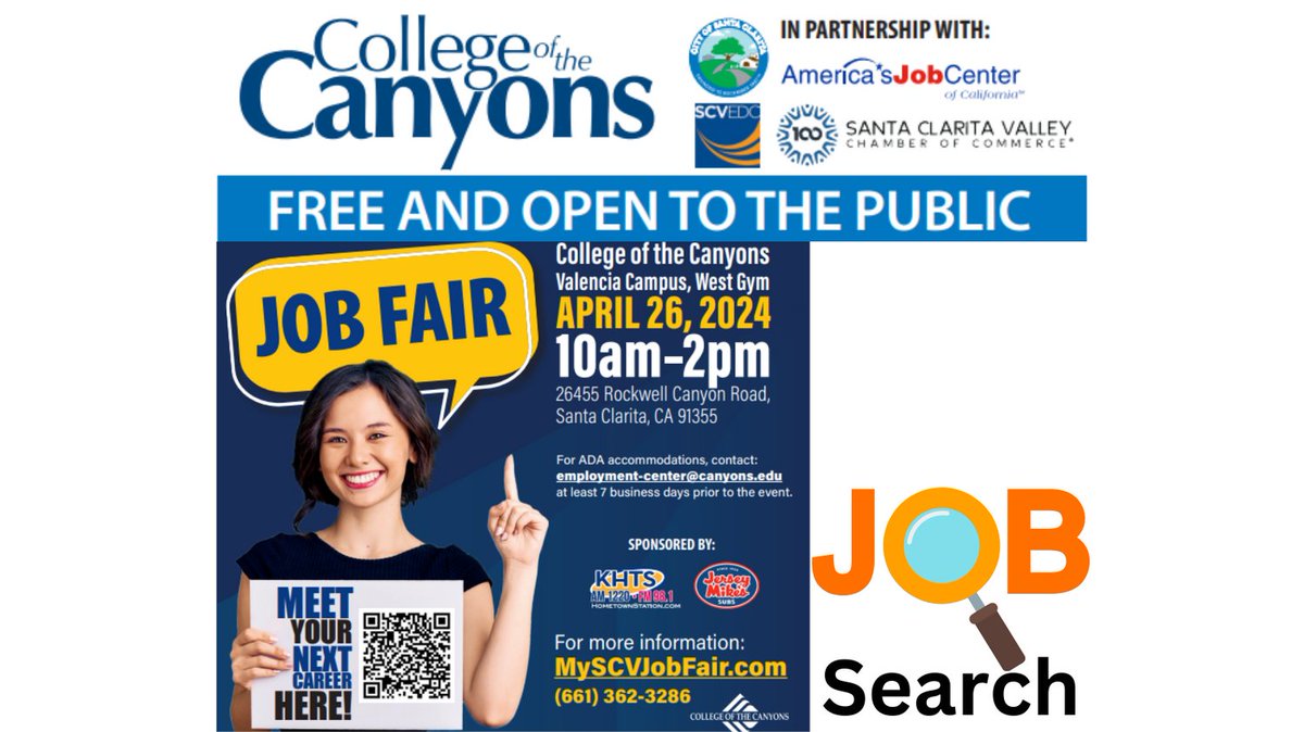 Add this date to your calendar if your currently job searching. This College of the Canyons job fair may be what you're looking for. 

#jobfair #newbeginning #collegeofthecanyons #SCVjobFair #career #job #jobs #AJCC #SCV #SantaClarita #SantaClaritaValley