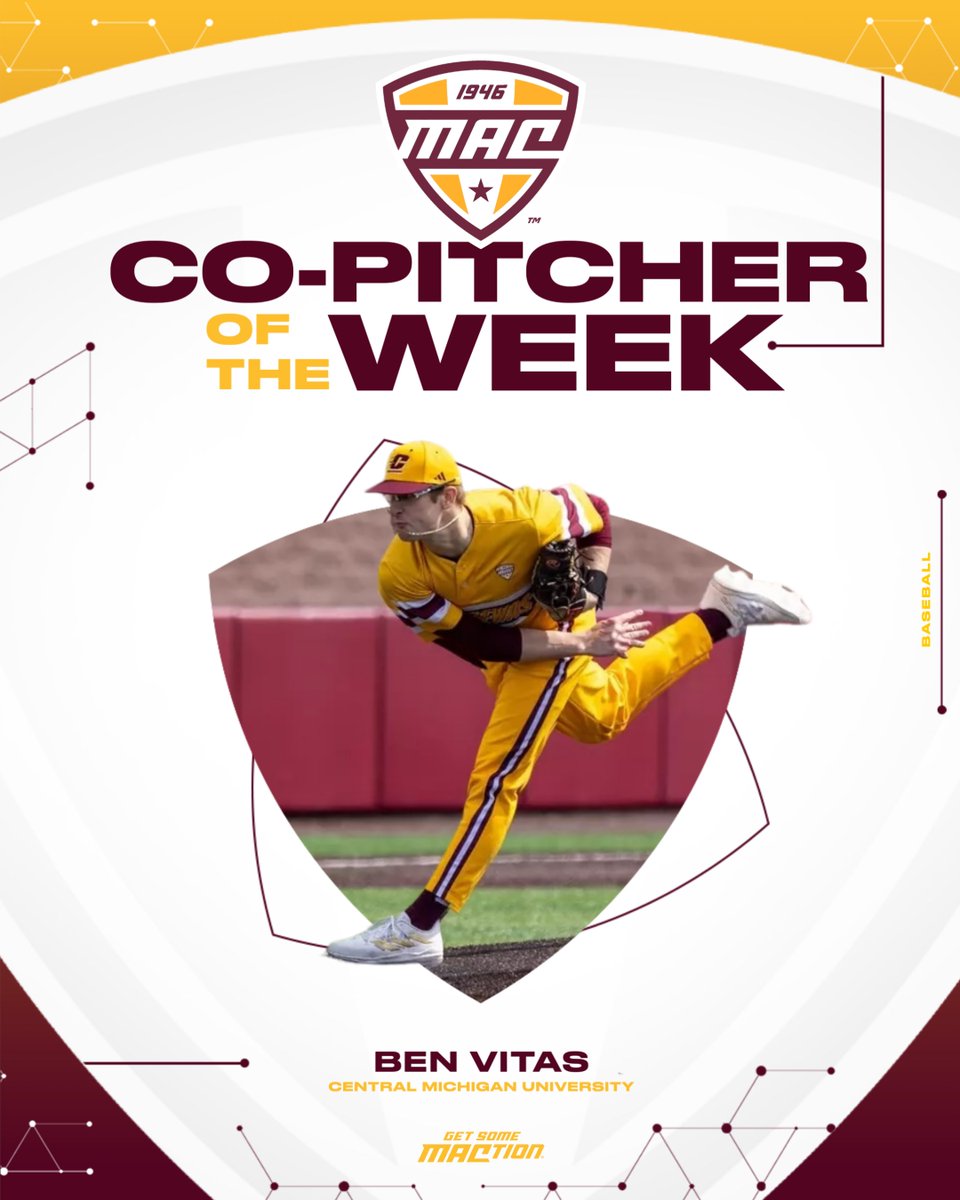Central Michigan's Ben Vitas pitched first nine-inning complete-game shutout for CMU since 2016 MAC tournament in 2-0 victory over UCF in the series opener Friday. He scattered five hits, two walks through nine innings and finished the completed game with 133 pitches. Vitas