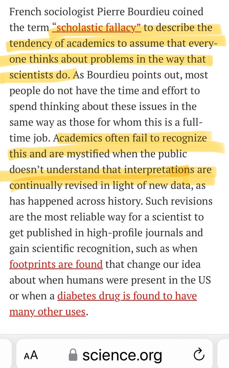 “The scientific community has generally done a poor job of explaining to the public that science is what is known so far. “ Holden Thorp Editor-in-Chief @ScienceMagazine @CaulfieldTim @jonathanstea science.org/doi/10.1126/sc…