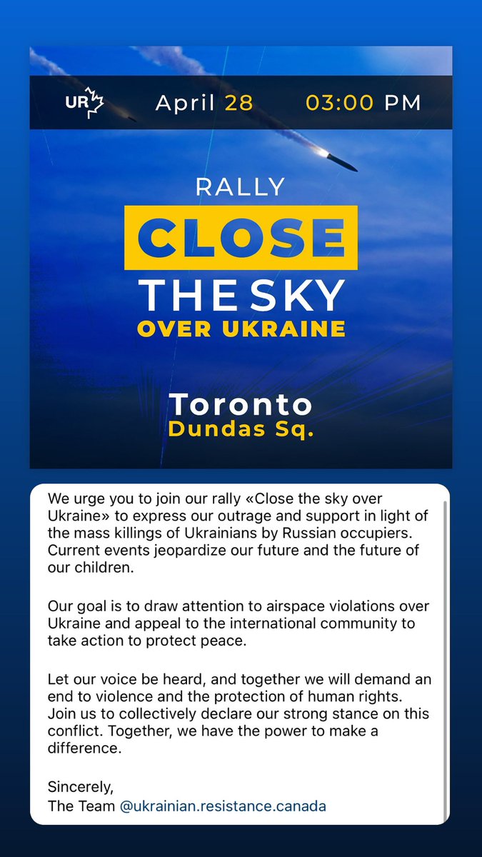 #CloseTheSkyOverUkraine rally in Toronto 🇨🇦🇺🇦