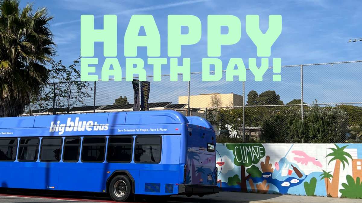 Happy #EarthDay! 🌍 Reduce your carbon footprint by riding our battery-electric buses to preserve our beautiful Earth as we continue towards our commitment to a zero-emissions bus fleet. Download the Transit app to plan your trip with Big Blue Bus. Visit: bigbluebus.com/transit