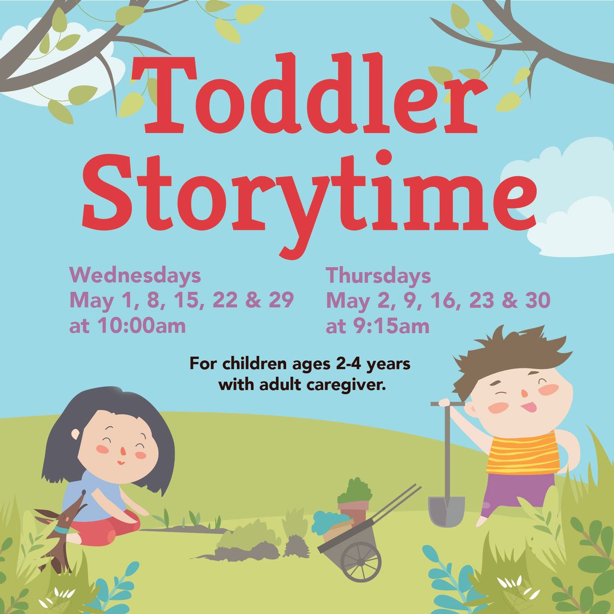 For children ages 2-4 years with adult caregiver. Join Miss Terri for simple stories, songs and ﬁngerplays. Registration is required (parents/caregivers do not need to register).

Visit our website to register.

#toddlerstorytime #storytime #hhﬂ  #library #librariesrock