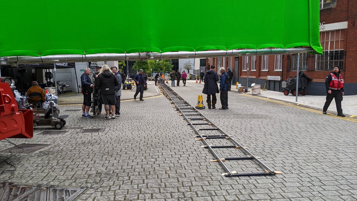 The set up for filming today and some further set dressing. Ruth Madeley and a few unidentified actors on location #dwsr