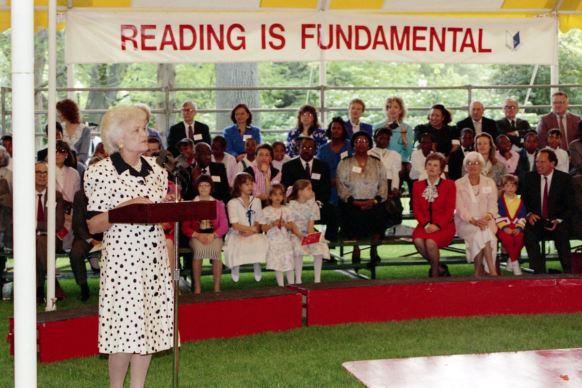 Mrs. Bush participates in the 'Reading is Fundamental' Circus on the South Lawn of the White House. April 27, 1989 Photo Credit: George Bush Presidential Library and Museum #bush41 #bush41library #bush41museum