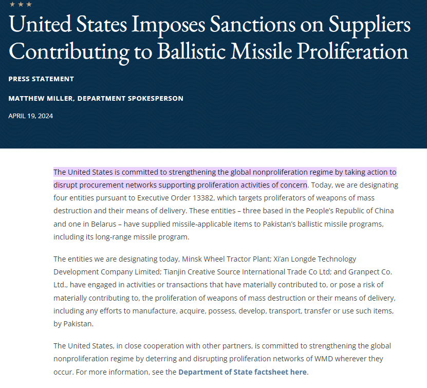 PakDefAnalysis's tweet photo. US imposes sanctions on 4 firms supplying missile components for Pakistan's Ballistic missile programme.

https://t.co/iZX4PUHc4U https://t.co/osxgnxBtQl