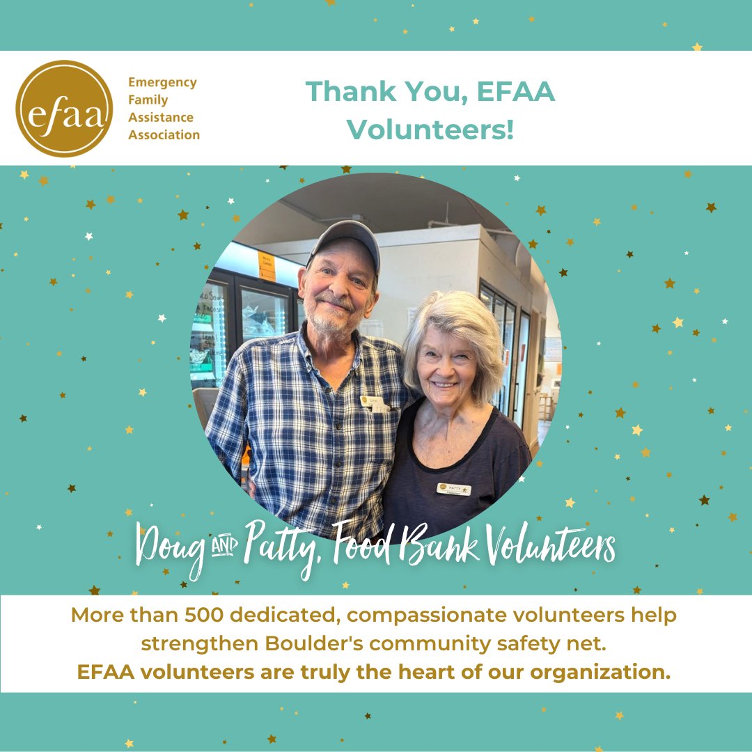 It’s #NationalVolunteerWeek and the perfect time to send a heartfelt thank you to all our wonderful volunteers! 💌 Meet Doug & Patty, who have been volunteering with EFAA for more than a decade. We’re so grateful for their commitment and compassion. Thank you!