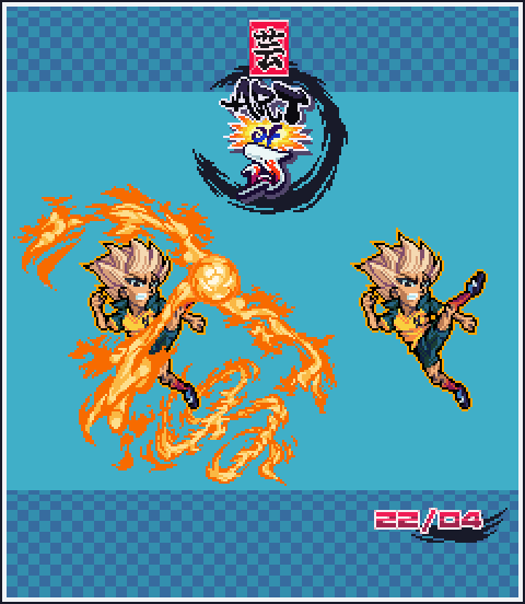 krillmaster6971's tweet image. Weekly Phone Pixels #2:
~ 'Fire Tornado!' - Axel Blaze/ Gouenji Shuuya
#pixelart #InazumaEleven #football #axelblaze
