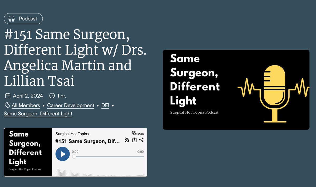 🎙️Latest podcast release from @STS_CTsurgery Same Surgeon, Different Light! 😄 In this episode, @StanfordCTSurg fellow Dr. Lillian Tsai shares her career journey and the people who have been a positive influence on her. ✨ Listen here: ow.ly/KoEM50R9umc