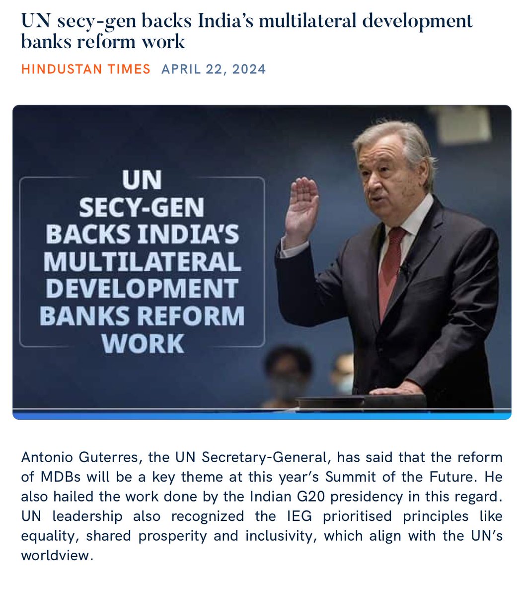 UN secy-gen backs India’s multilateral development banks reform work hindustantimes.com/india-news/un-… via NaMo App
