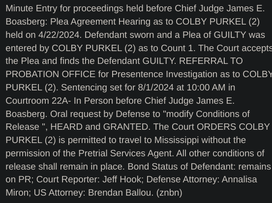 sfoguj's tweet photo. Colby Purkel's plea to Civil Disorder is accepted. Sentencing set for 8/1.
Stmt of Offense:
https://t.co/WYtsQKhmZ7 https://t.co/F43QSTpHsU