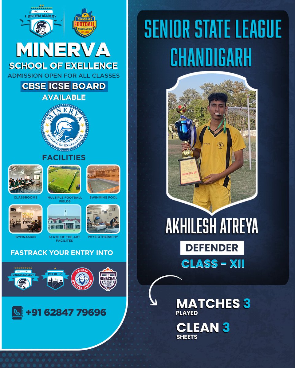 We would like to congratulate our school boy Akhilesh Atreya for being the runner up at Senior State League Chandigarh.🤩✨ 📣 The new training program dates are out now! ℹ Hurry up & call +91-6284779696 to register now!!! Limited seats! #Warriors #MAFC #TheFactory