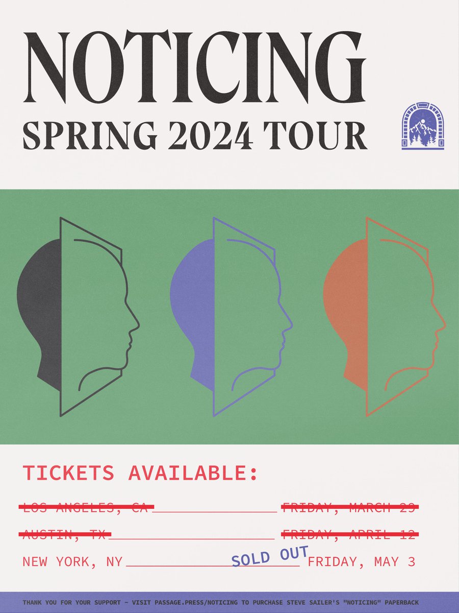 The @Steve_Sailer Noticing Book Tour is closing out with a SOLD OUT READING in NYC May 3rd.