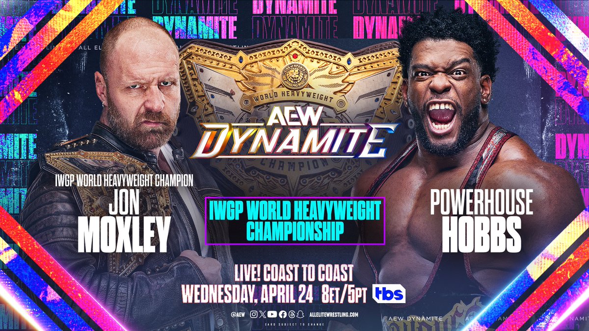 Will @JonMoxley be able to walk out of Jacksonville with the title or will @TrueWillieHobbs bring it to the Don Callis Family? We find out when the IWGP World Title is on the line when #AEWDynamite is LIVE FROM COAST TO COAST this Wednesday at 8/7c only on @TBSNetwork