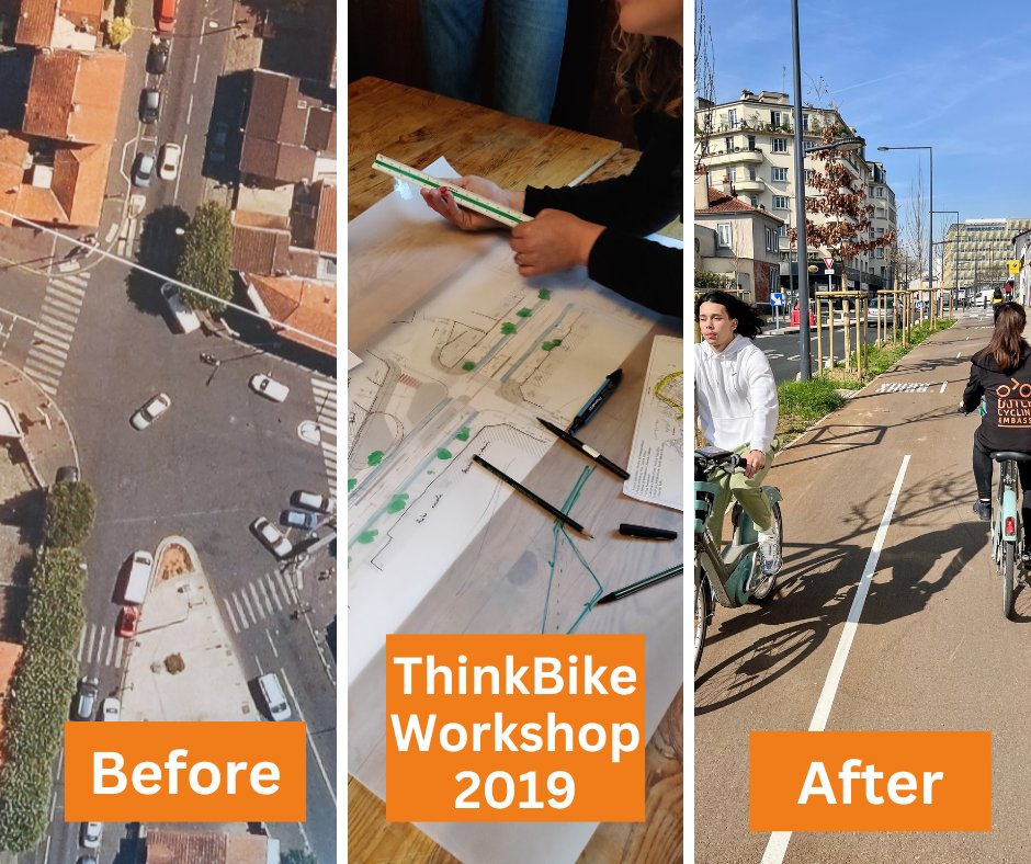 Montreuil has a Dutch-inspired cycle path, the result of a ThinkBike Workshop. “We made it clear we didn’t want them to simply copy Dutch solutions. Instead, we talked about using Dutch principles as inspiration and adjusting them to fit their situation” dutchcycling.nl/knowledge/blog…