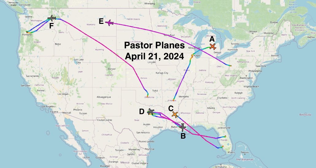 April 21, 2024 A. Living Word Intl (Mark Barclay) - Hawker 800XP B. Jesse Duplantis Ministries - Falcon 900 C. Airric LLC (David Turner) - Cessna 525A D. Kingdom Heir Aviation (Keith Craft) - Cessna 650 E. Revival Today (Jonathan Shuttlesworth) - Falcon 50