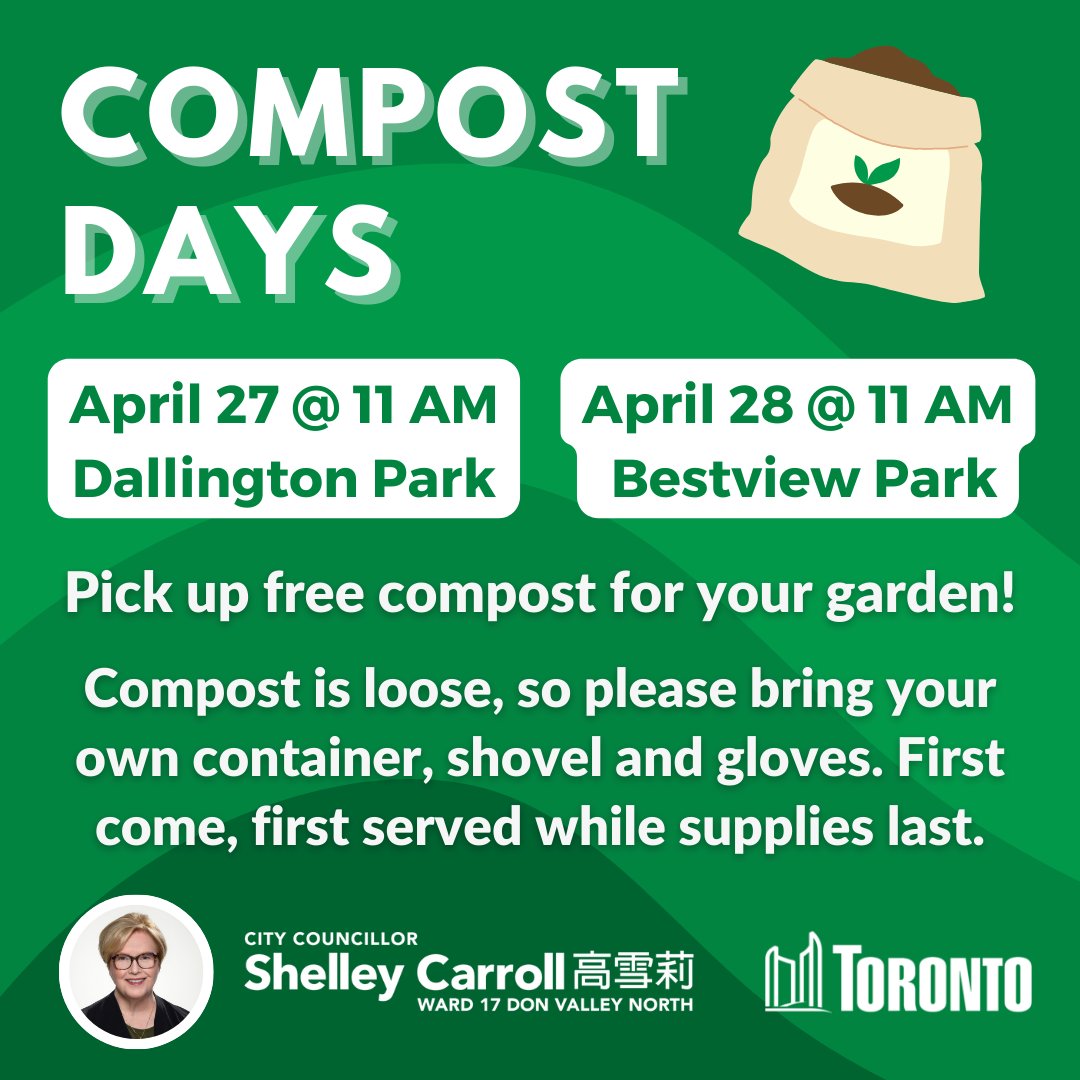 Happy #EarthDay! If you've got a green thumb, drop by our Compost Days this weekend 🌎💚 📍 April 27 @ 11 AM: Dallington Park 📍 April 28 @ 11 AM: Bestview Park Compost is free and comes loose, so bring a container, shovel & gloves. First come, first served while supplies last.