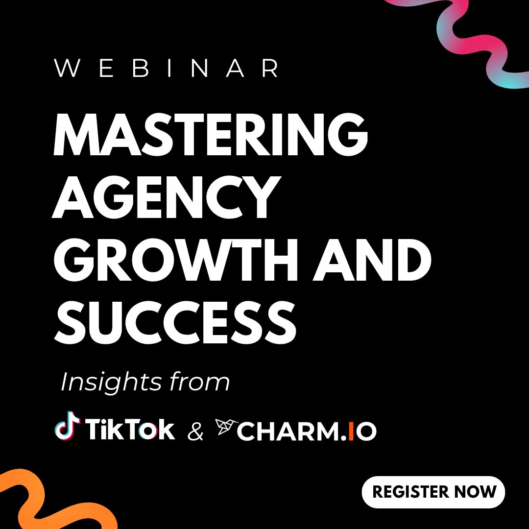 Last day to register! Join our webinar for data-driven insights + strategies from experts at @Charm.io & @TikTok for Business. Learn to perfect your pipeline, boost deal closures, and craft winning TikTok strategies for clients. hubs.li/Q02sfzLP0 #webinar #tiktok