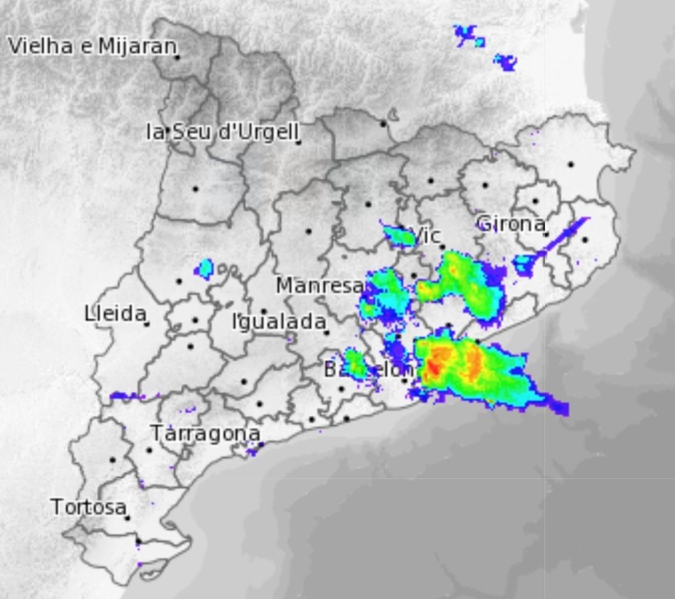 Ja tenim en marxa la segona fase d'aquesta situació. Xàfecs i tempestes descarregant al litoral i punts de l'interior amb irregularitat.