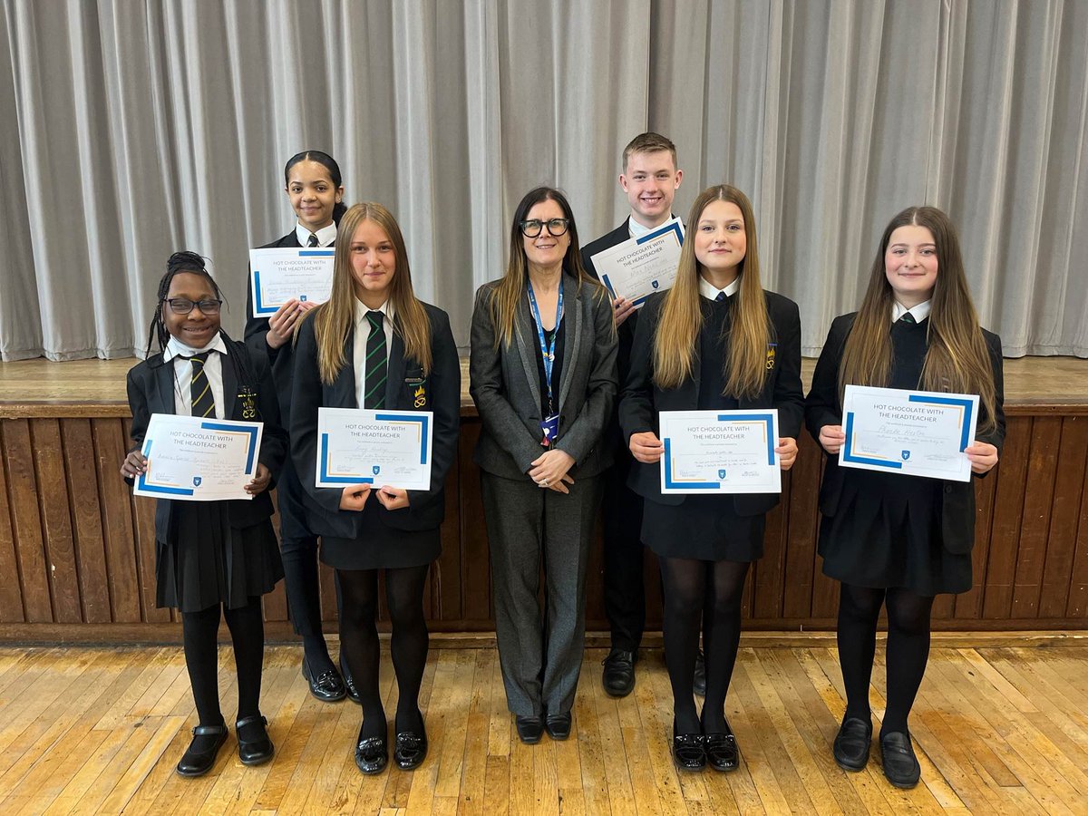barrbeaconsch's tweet photo. Congratulations to our first Hot Chocolate with the Head winners: P.Weston, E.Woodley, N.Hancock, M.Neal, A.Spencer Barnett, LH.Francis, E.Weston, B.Hadley
Keep making us proud !
#HotChocolateWithTheHead #ProudToSucceed https://t.co/olM7yLGfFB