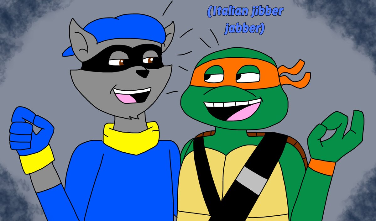 Sly and Mikey bond over their humor, including their Italian accents. 👌 
#Crossover #Tmnt #MutantMayhem #Slycooper