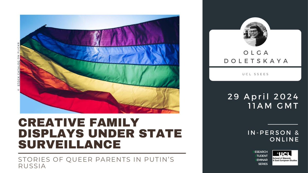 How do #queer parents in Putin’s Russia navigate displaying and documenting their families in various bureaucratised contexts? Please join us for this event with @odoletskaya to find out more. 🗓️ 29 April at 11am 📍 In-person & online ➡️ buff.ly/49C5CqS