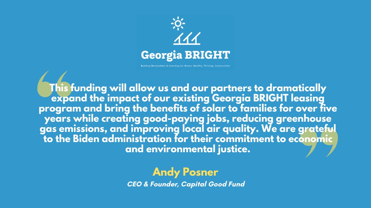 Alongside our #GeorgiaBRIGHT Coalition, we're honored to share that we have received $156M from the @EPA's historic #SolarForAll grant! 

We are beyond grateful to our staff, partners, and participating homeowners for their support. 

Learn more via bit.ly/3Q8LFRW.