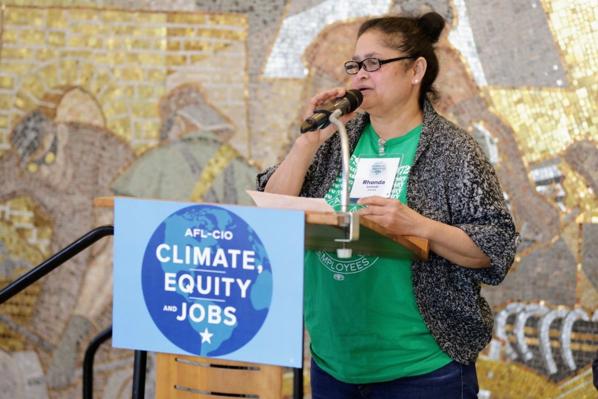 .@AFSCME member Rhonda Leneski: “I have worked for 27 years to keep the dorms clean for the students. Climate change has presented a new challenge to AFSCME members and the community. In my work, climate change has created worsening working conditions for myself and my coworkers
