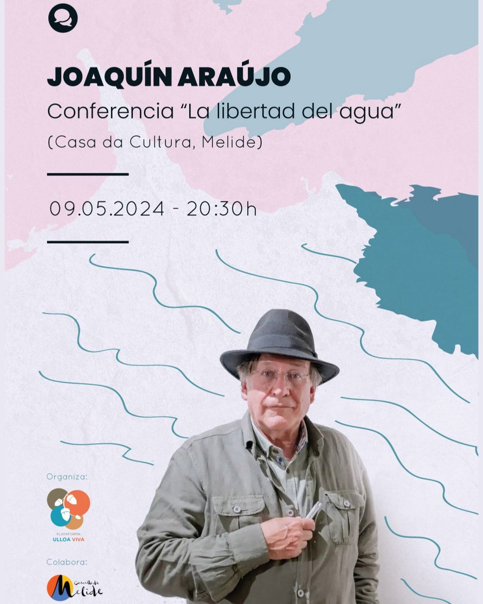 📣 Contamos coa honra de recibir en Melide ao natularista e autor Joaquín Araújo Ponciano.

💚Alí falaranos da importancia da auga.

📅 Esperámosvos o día 9 de Maio ás 20:30.

✊Celulosa de ALTRI, río Ulla e mar de Arousa en perigo! 

#AltriNon #nonmetoquenoulla