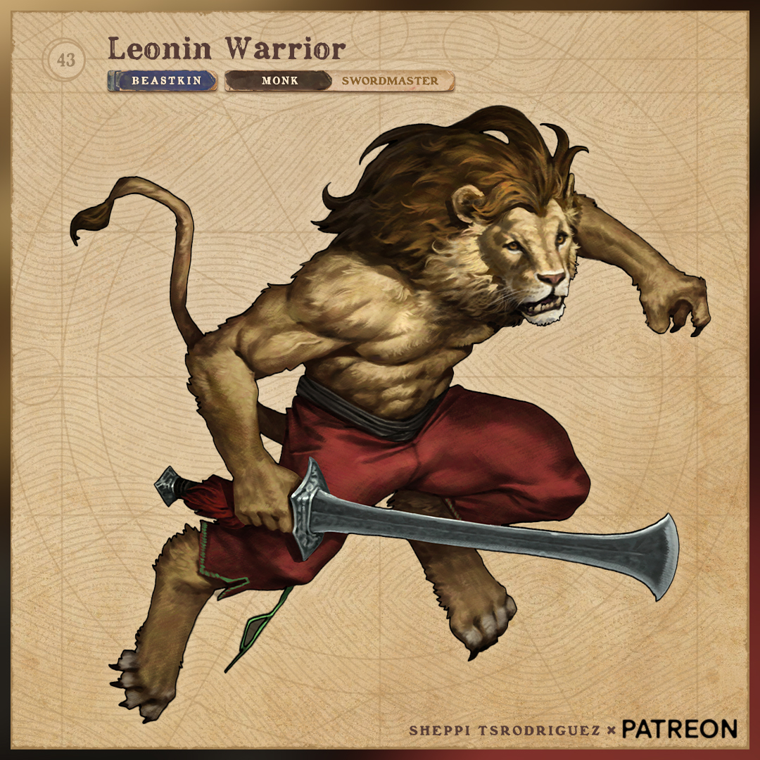 PC Token #43 Leonin Warrior 
#IsometricArt #Monster #Tabletop #Tabletopgames #DnD #dungeonsanddragons #Pathfinder2e #PF2e #Pathfinder