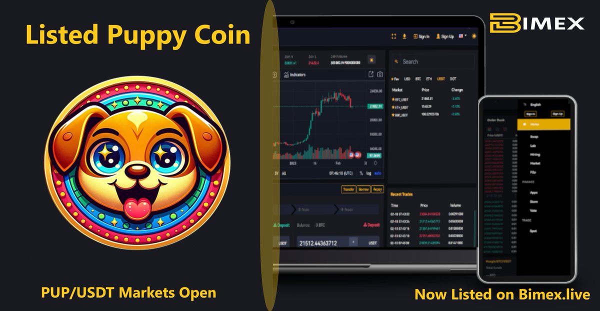 We listed Puppy Coin
Warm welcome to the Puppy Coin Community 🥳🥳

PUP Markets open for trading.
bimex.live/trade/index/ma…
<a href="/dex_universe/">TEK is good</a> <a href="/PUPcoinOfficial/">Puppy Coin</a> <a href="/AltcoinDailyio/">Altcoin Daily (backup account)</a> 
🚀🚀🚀