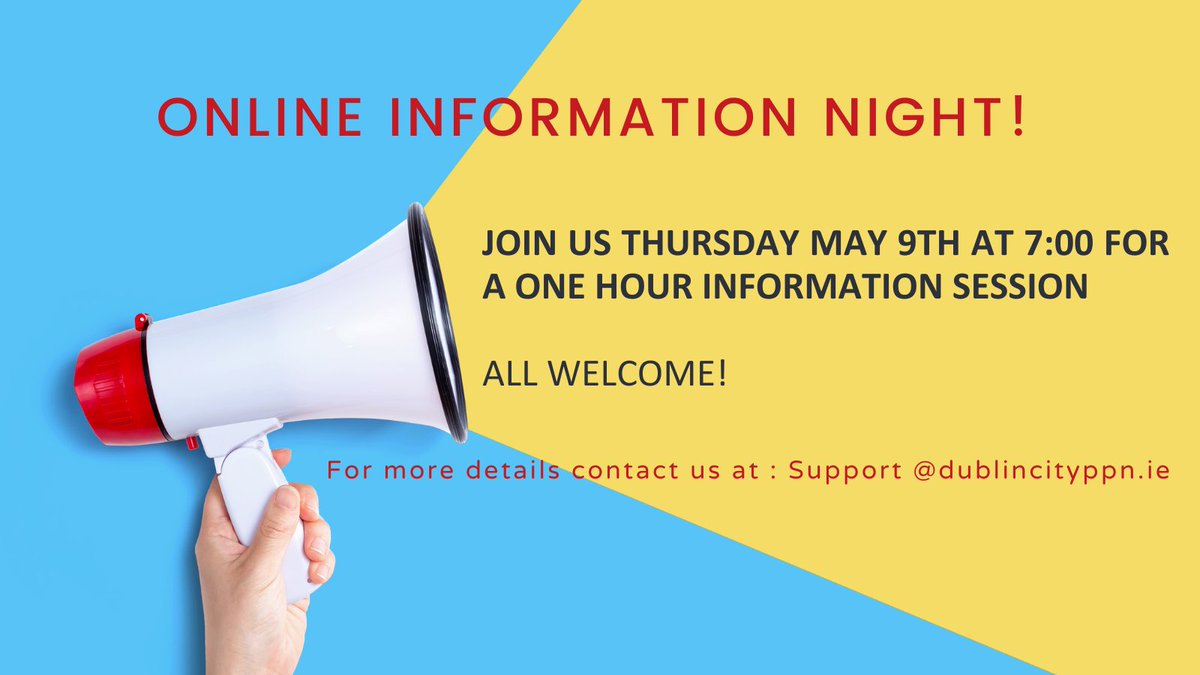 Calling all member groups! We will be running an online information night Thursday May 9th at 7:00. If you would like to find out more about what we do and how you can be involved, register your interest at support@dublincityppn.ie #dublincityppn #collaboration