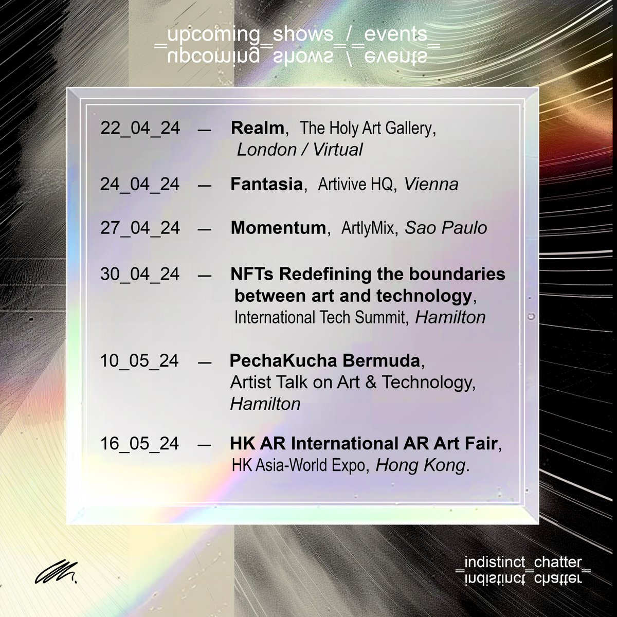 Upcoming Shows and Events!! If  you're in town, come on down. 

#exhibition #opening #galleryopening #gallery #contemporaryart #digitalart #nftart #contemporaryartist #digitalartist #nft #nftcommunity #nftcollection #nftcollectors #nftartwork #VR #AR #TheHolyArtGallery #THAF2024…