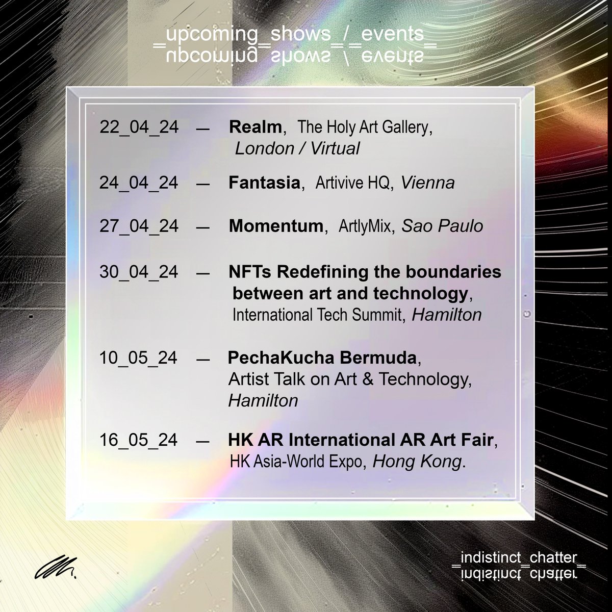 Upcoming Shows and Events!! If  you're in town, come on down. 

#exhibition #opening #galleryopening #gallery #contemporaryart #digitalart #nftart #contemporaryartist #digitalartist #nft #nftcommunity #nftcollection #nftcollectors #nftartwork #VR #AR #TheHolyArtGallery #THAF2024