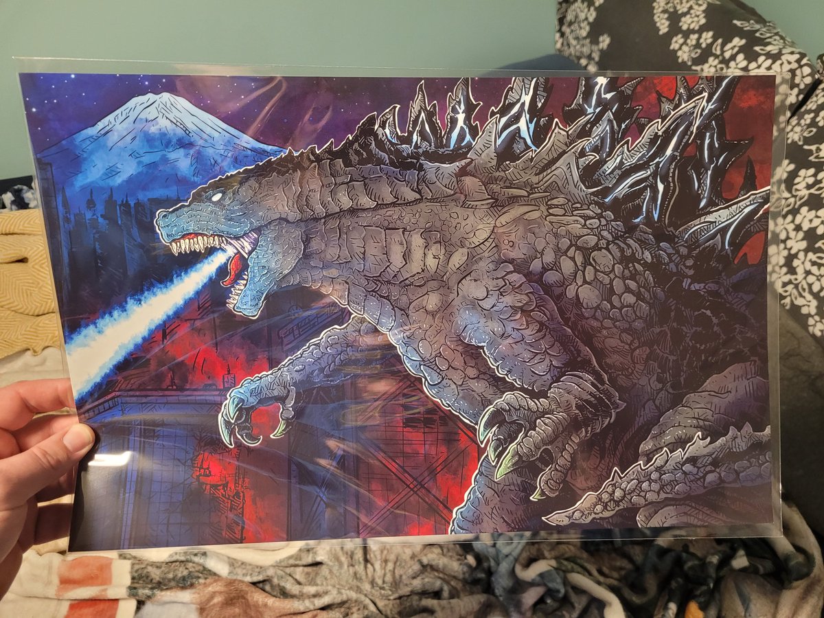 Yesterday at the market, Auryn got this amazing piece of Godzilla art! Time to get it framed! Artist was Paul Larue!