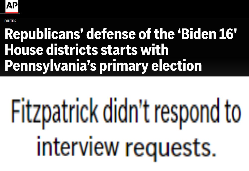 There were a lot of takeaways from this @APNews article about the coming #PA01 primary. But this was the most on brand fact in the whole piece. apnews.com/article/pennsy…