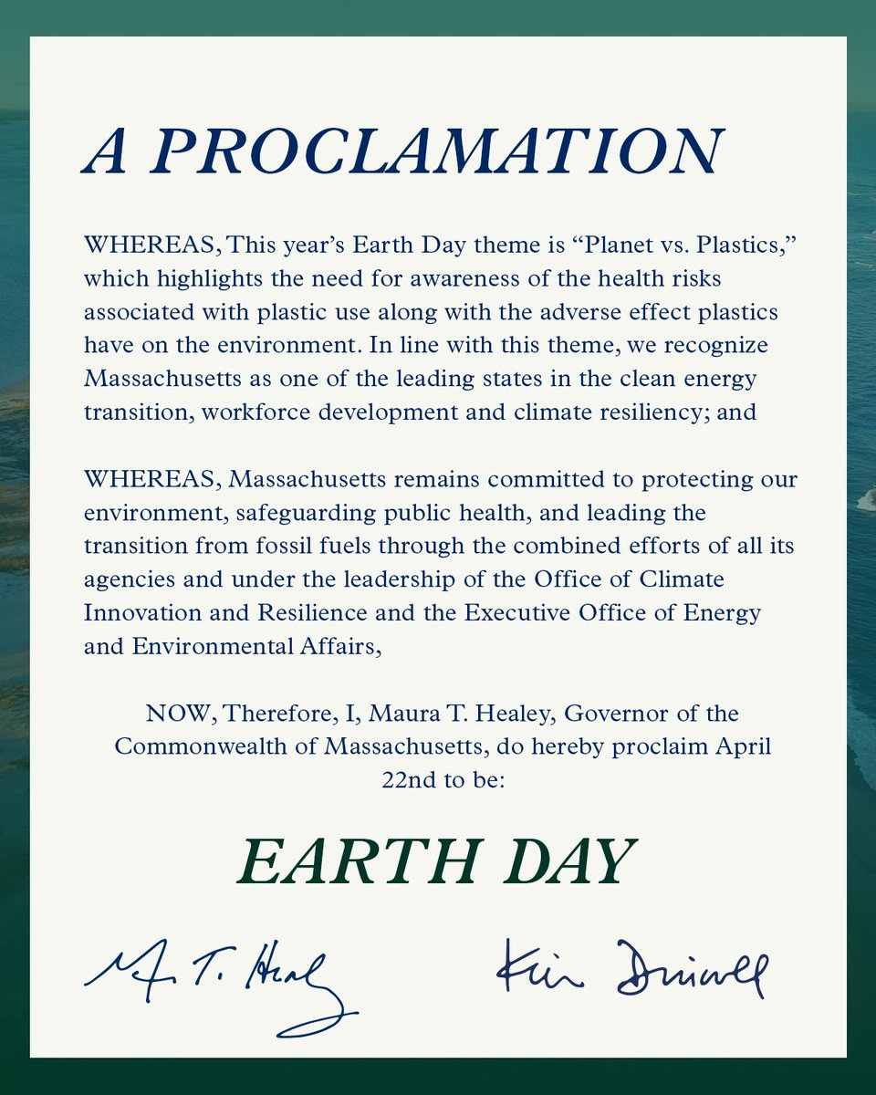 Happy Earth Day, Massachusetts! 🌎🌱 Today and always, we’re committed to protecting our planet, safeguarding our communities, and leading the clean energy transition.