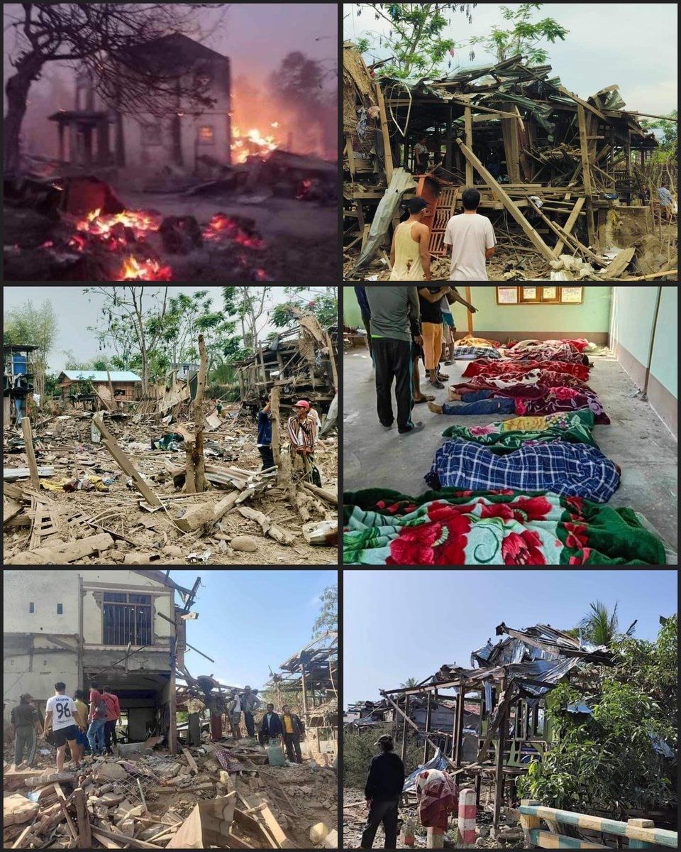 Myanmar Army bombed Khampat town in Tamu District,#Sagaing Division,which was occupied by local defense forces. According to local residents,2 people were killed and at least 5 were injured when an explosion hit residential homes in Ward No. 1 of Khampat City. At the beginning⏬