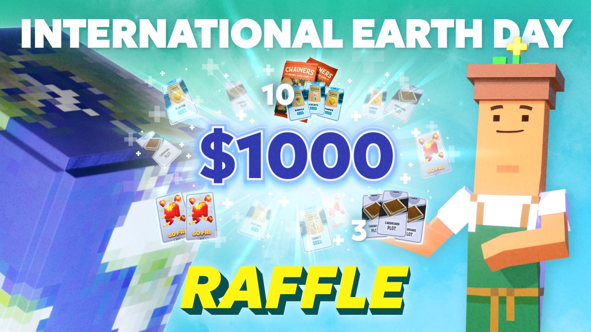 ChainersGame's tweet image. 🌎 International Earth Day RAFFLE 🌎

…or how to get 1000 USDT 🤭💸

Let me share the secret of winning:
🌱 1000 USDT 💸 between 3 winners
🌱 New Special NFT Set + Farm booster with 10 rare seeds for 7 winners
🌱 3 common plots for 3 winners
🌱 100 $FRI 🍟 for 3 winners

Can you…
