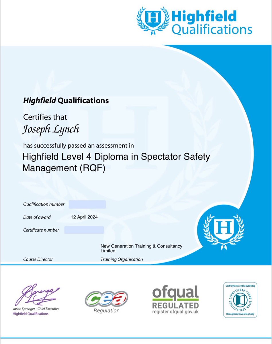 ⭐️Last year I decided to invest in my professional development by self funding my place on the Level 4 Spectator Safety Diploma 🎓 after months of learning and a very positive workplace assessment I can proudly say I’ve achieved my award ✅🦺 #AchievementUnlocked #CPD #eventprofs