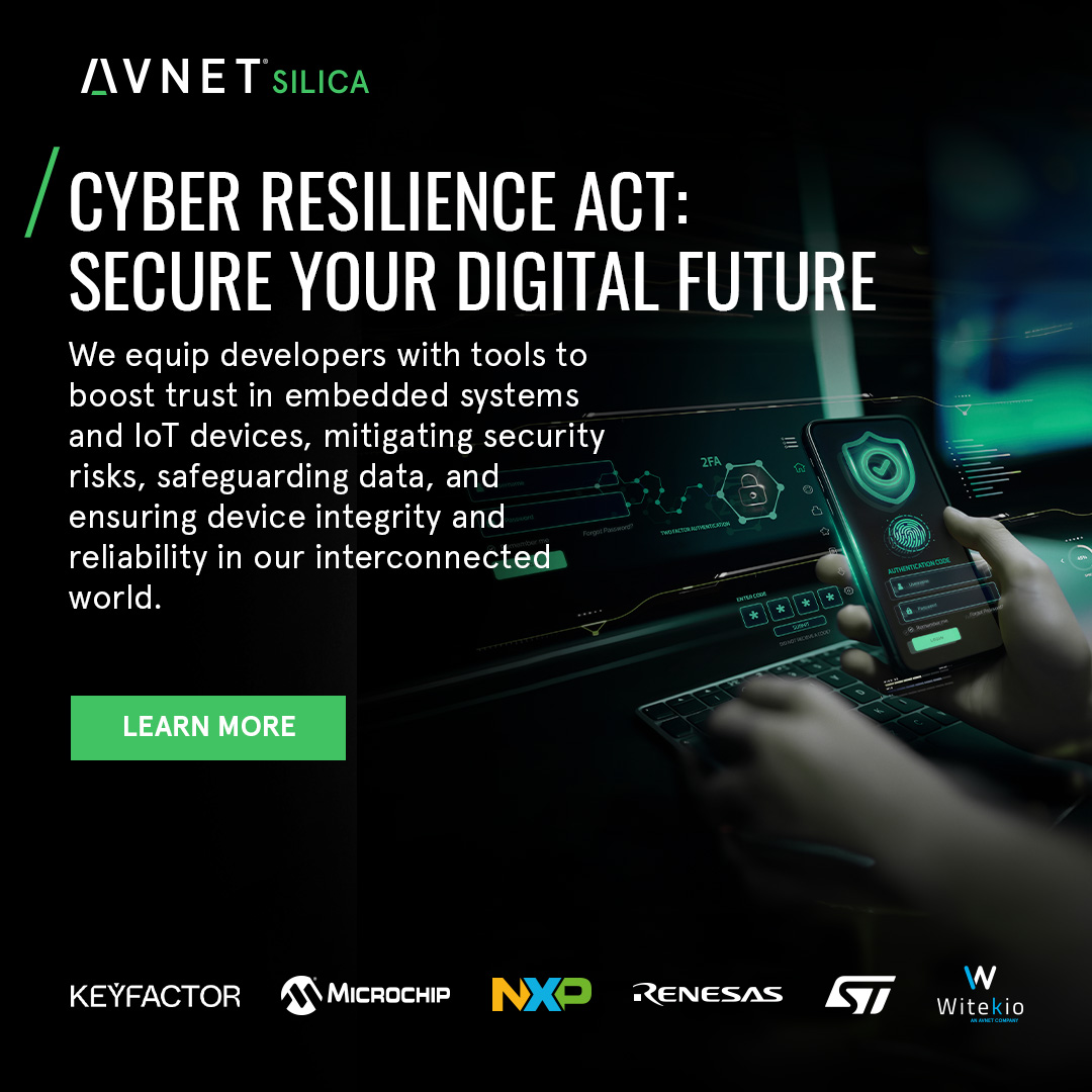 🔒Ready to tackle the #CyberResilienceAct? @AvnetSilica simplifies your compliance journey with top-tier security solutions. Get your devices secured before October 2024! Learn more today: bit.ly/4aYLEYz #CyberResilience #SecureDevices