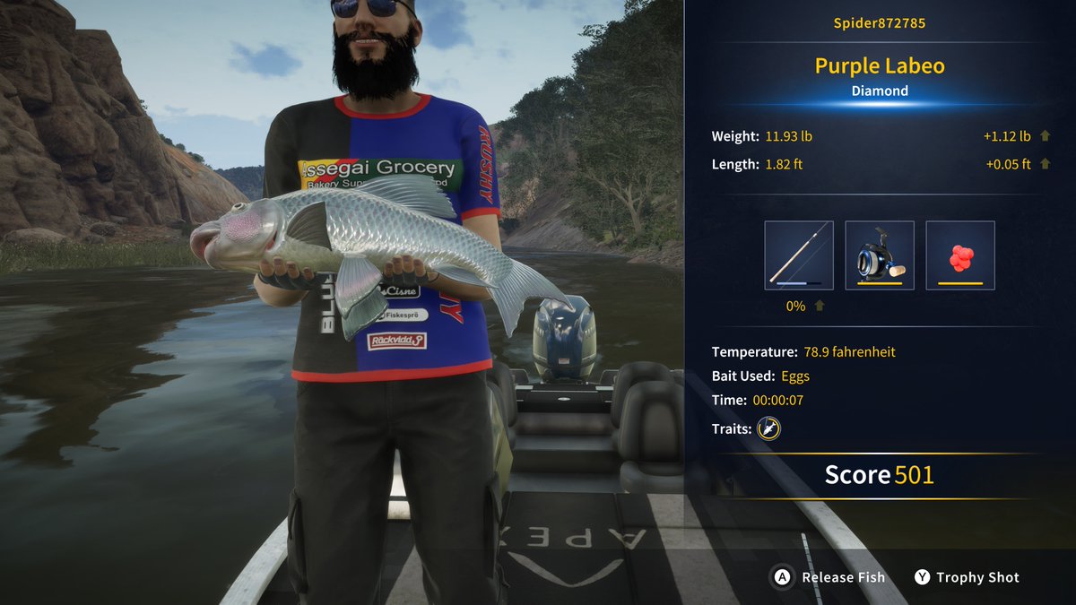 Look!!! At the blushing Purple Labeo that Spider caught last week in our King of the Catch competition. And if you've caught an impressive tigerfish lately, go share it with us-- you could snag the next crown! discord.gg/cotwtheangler