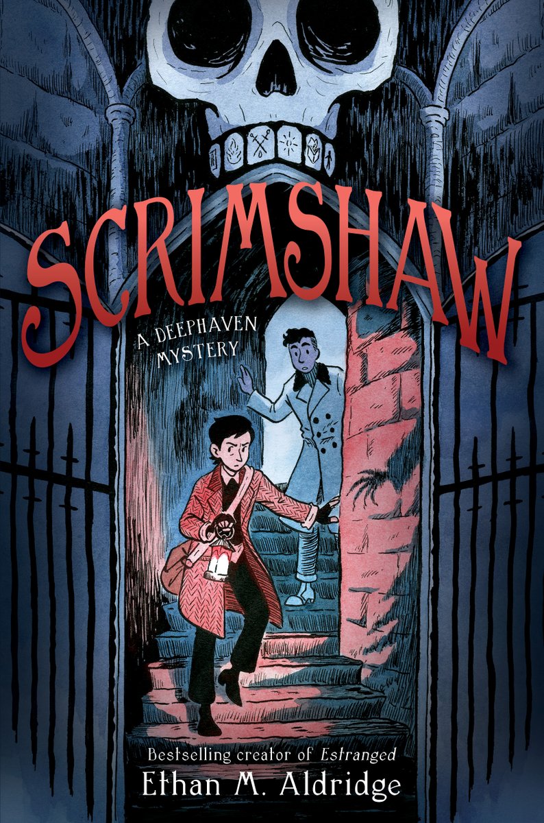 I'm thrilled to reveal the cover for SCRIMSHAW, my new gothic horror novel! Nev Tallow and Danny Harper find a skull with prophecies of doom etched into its teeth. As the predictions start to come true, the friends must unravel the secret behind the skull before it's too late.