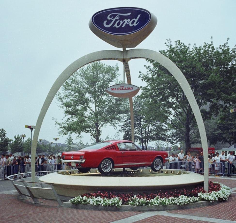 April 17, 1964 Ford Mustang Debuts at New York World's Fair Introduced at a relatively affordable $2,368, the Ford Mustang takes the American auto market by storm. The initial sales projection of 100,000 units in the first year is surpassed within months, and a record 418,000