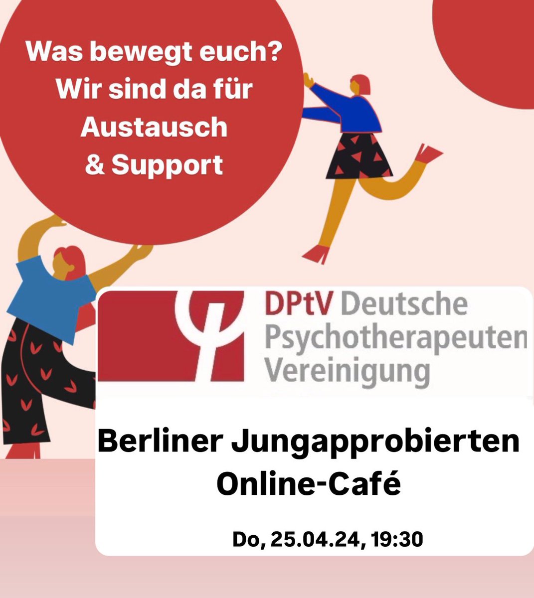 DPtVBerlin's tweet photo. Diesen Donnerstag! Themen rund um den Berufseinstieg, Niederlassung, Privatpraxis, Anstellung…
Herzlich Willkommen! Anmeldung unter https://t.co/8ENObNrHRP
#Netzwerk #Berufsverband #DPtV https://t.co/SIGtkAEPzi
