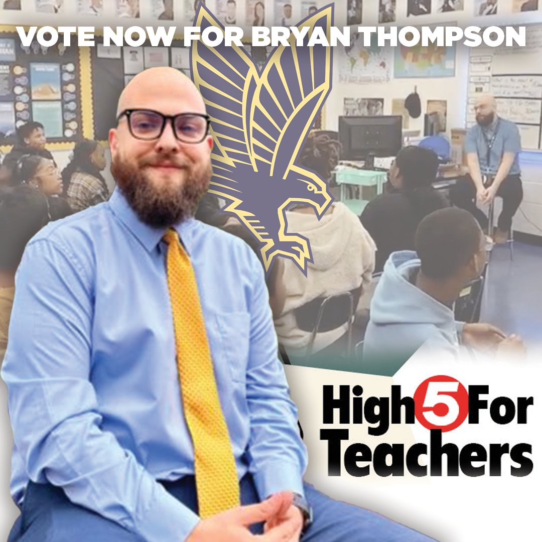Shoutout to Bryan Thompson at @ELHS_HCS, who was nominated for Fox 5's High 5 for Teachers in his very first year of teaching! Cast your vote and help us celebrate this outstanding educator who is #WinningforKids at fox5atlanta.com/contests. #HenryProud #YouBelongInHenry