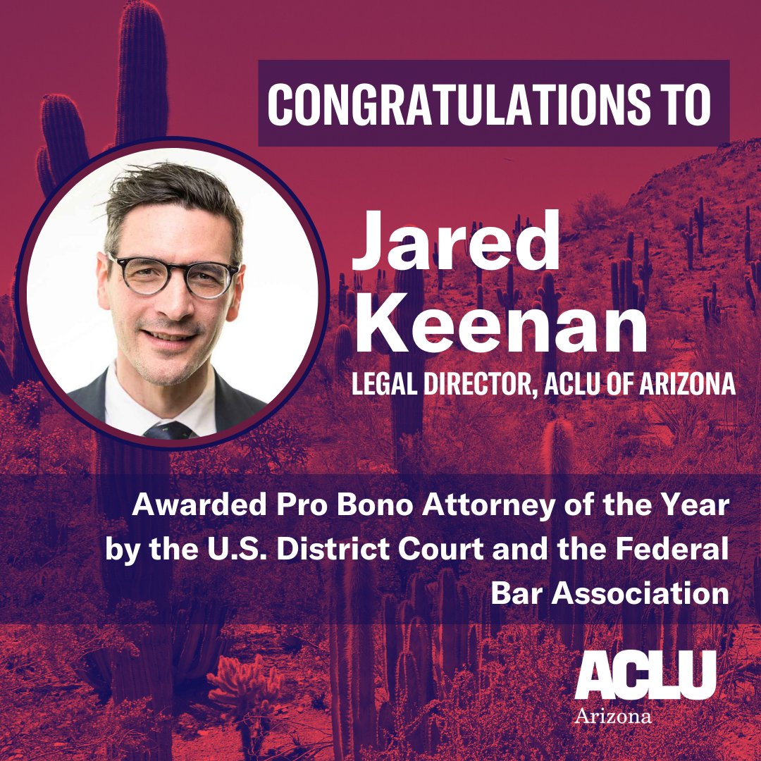 Congratulations to our Legal Director, @realJaredKeenan, on being awarded the Pro Bono Attorney of the Year Award!