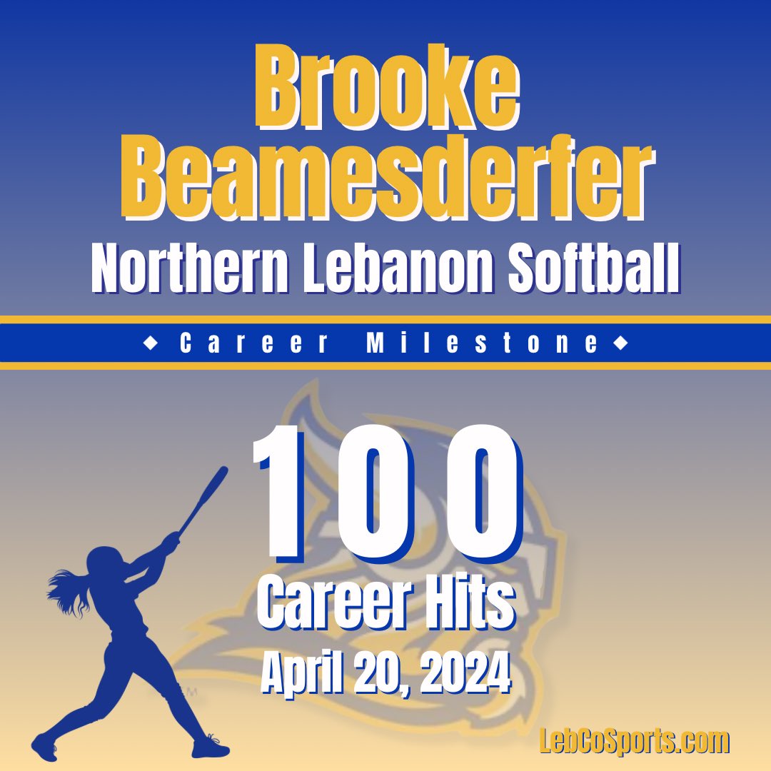 Career Milestone Alert!!! On Saturday, Northern Lebanon Softball's Brooke Beamesderfer racked up the 100th hit of her varsity career. Congratulations, Brooke!!! @nation_nl