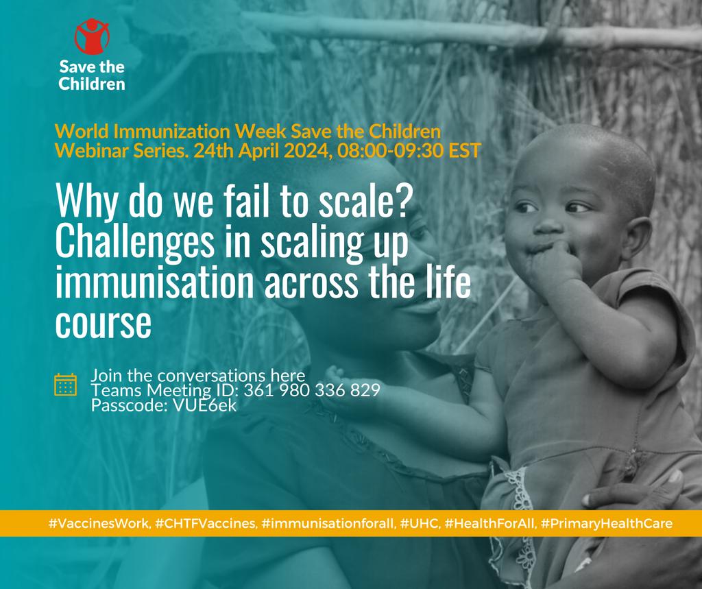 Join us on 24th April from 08 am EST to discuss challenges in immunization scale-up across the life course with expert panellists Leith Greenslade, EBC; Tania Cernuschi, WHO; Fiona Russell, University of Melbourne; Caroline Dusabe, SC Pacific Region & Mirafe Solomon, SC Ethiopia.