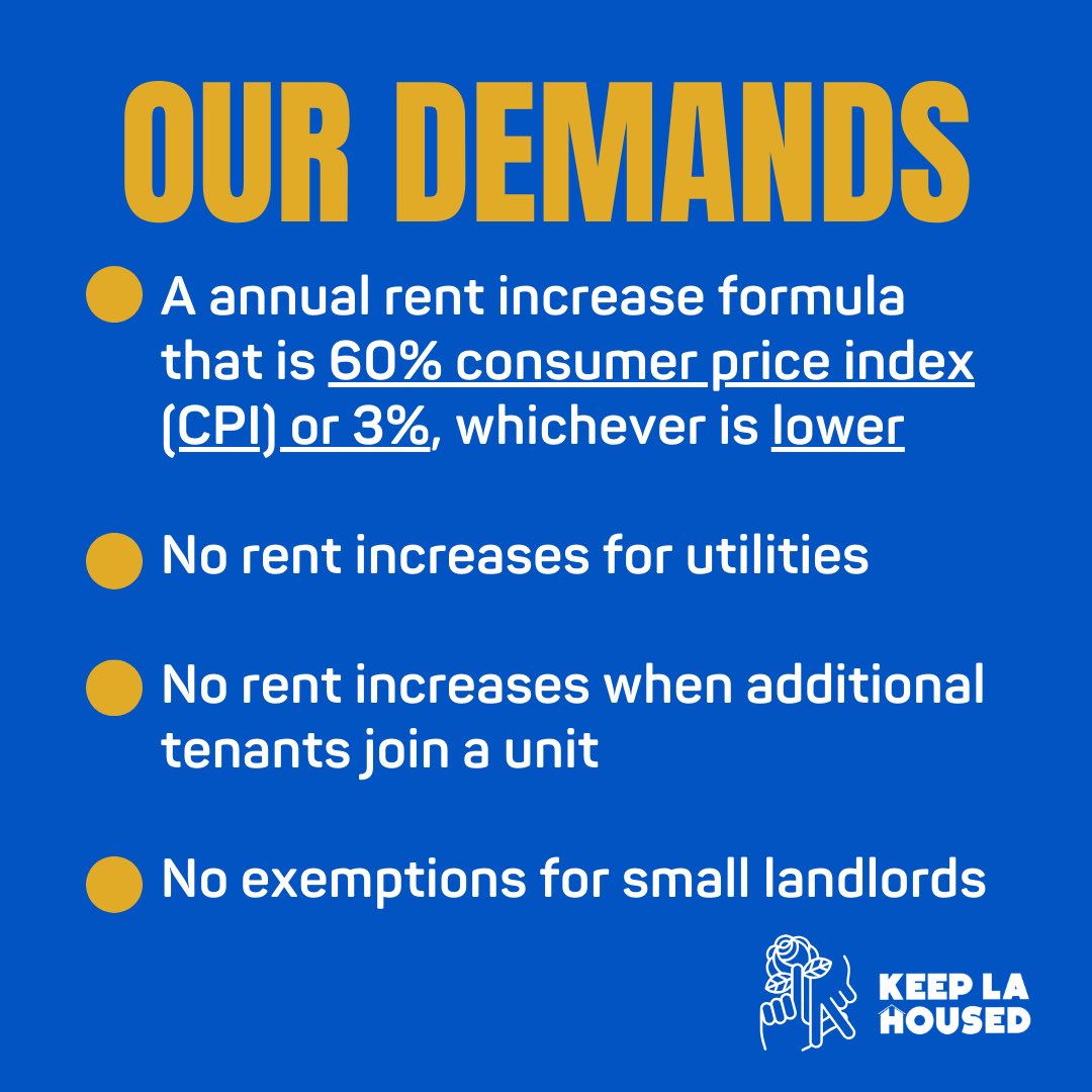 @KeepLAHoused IN THE NEXT FEW WEEKS @LACityCouncil will decide whether to change LARSO, and more than **80 orgs** have joined the Keep LA Housed Coalition to demand stronger rent control! We are calling for 4 important revisions to LARSO: #LARSO2024