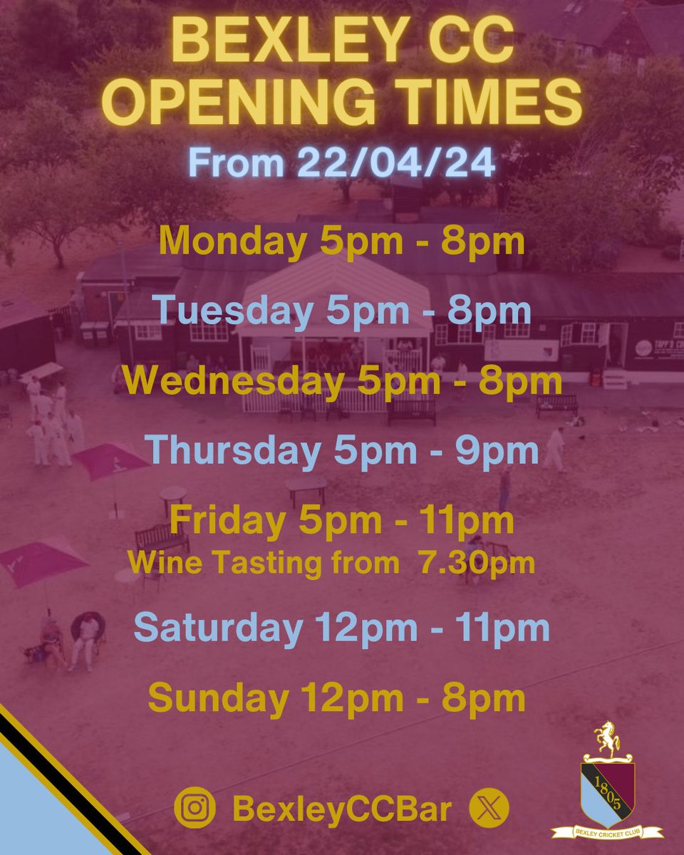 This weeks opening hours